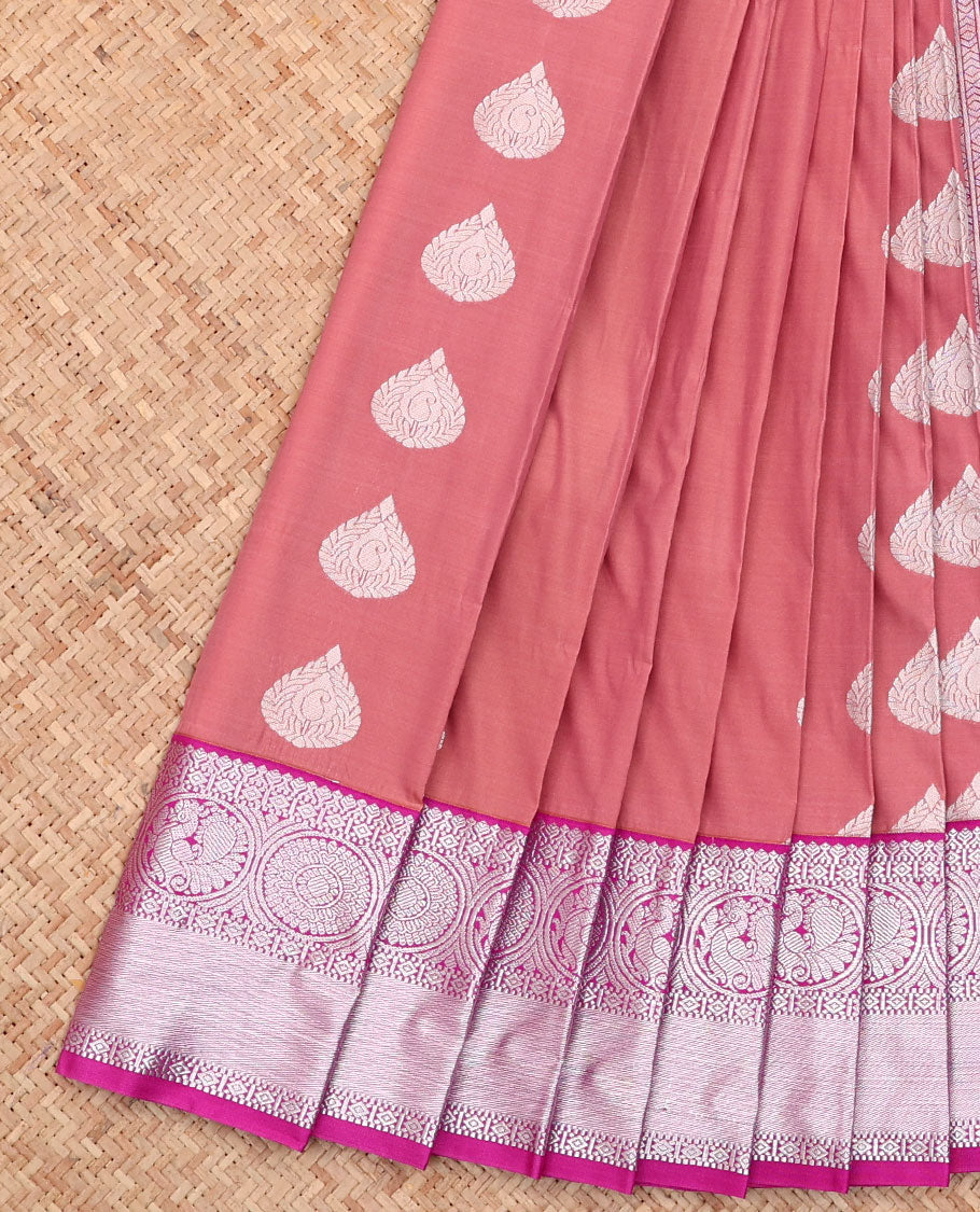 Pink Budget Silk Saree, Adorned with Buttas All Over Its Body, Complemented by a Contrast Traditional Zari Design Border, Grand Jaal Pallu, and Paired with a Contrast Blouse