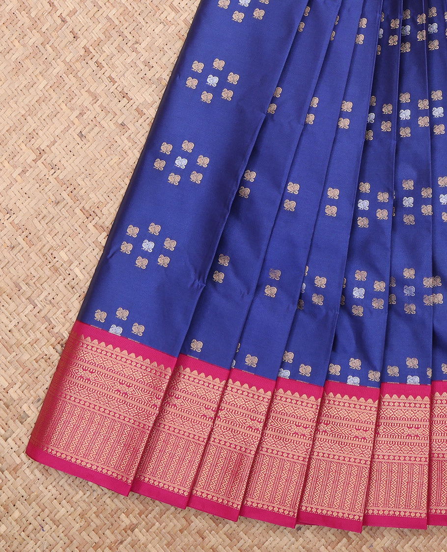 Blue Peacock Design Butta Budget Silk Saree