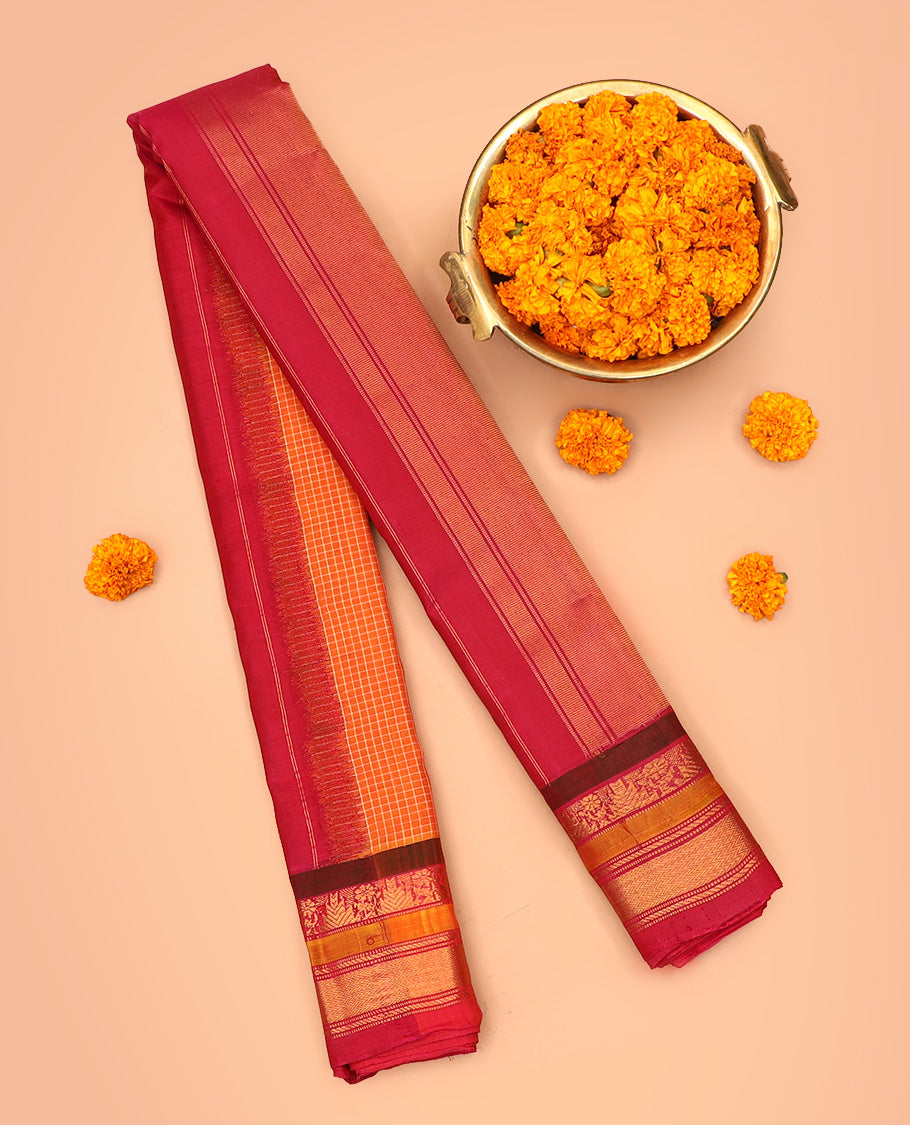 Orange Gadwal Cotton Saree