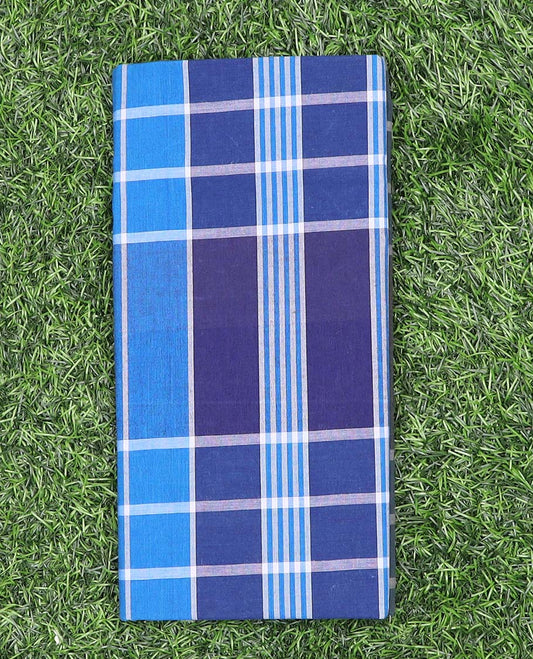 Blue checked cotton cozy lungi