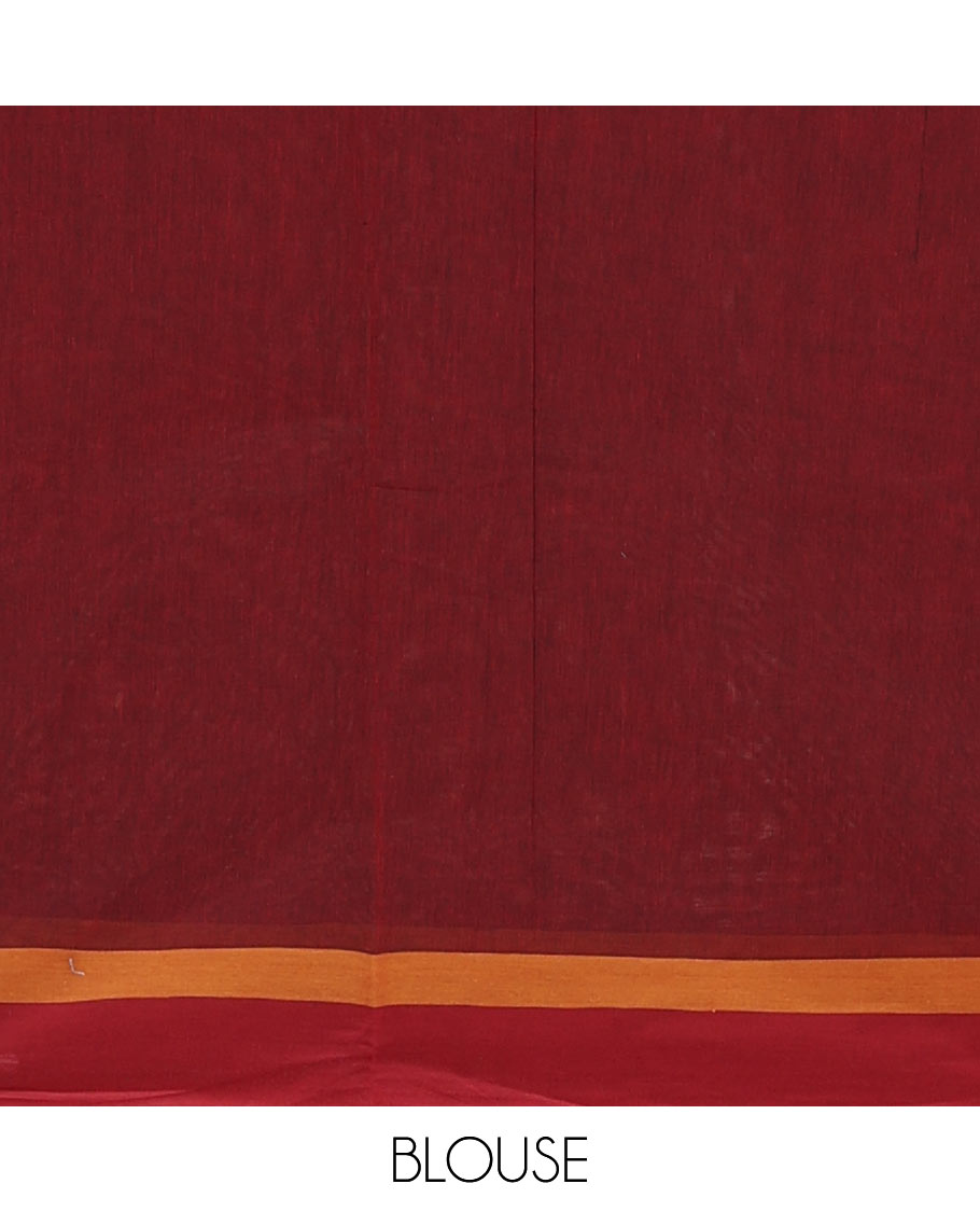 Maroon veldhari & floral motifs Coimbatore cotton saree, contrast plain border & floral design pallu