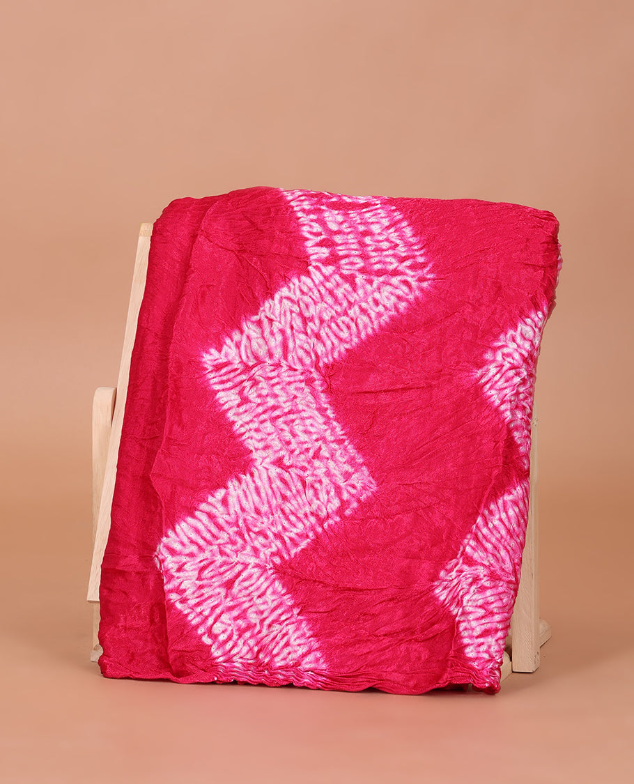 Borderless Pink Bandhani Dola Silk Saree