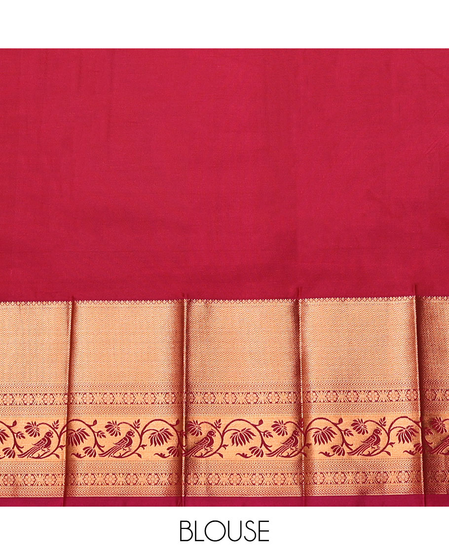 Blue Budget Silk Saree, Richly Detailed with Jacquard Design, Contrast Traditional Zari Border, Jaal Pallu, and a Contrast Blouse