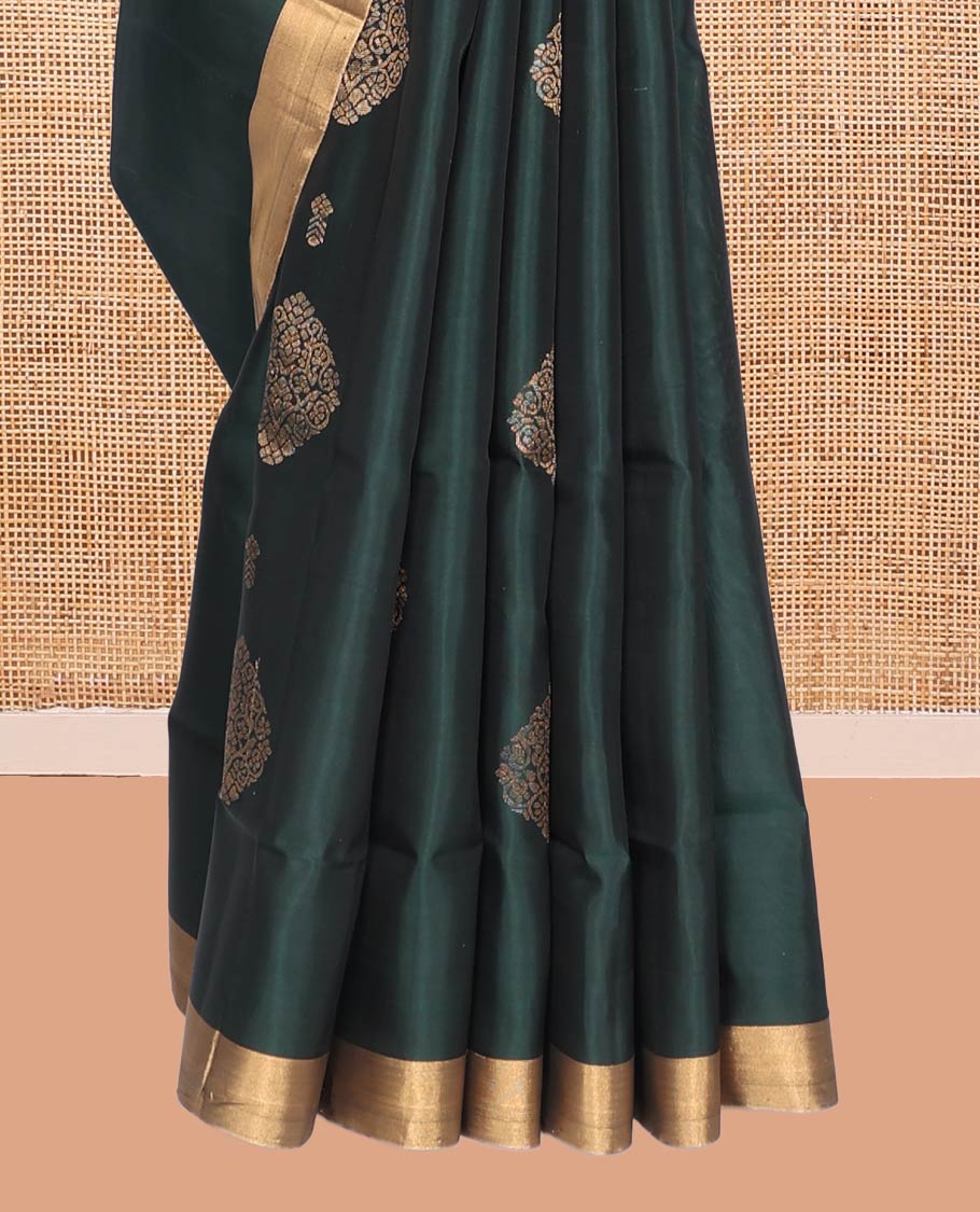 Deep Green Mayuri Lite Silk Mix Saree
