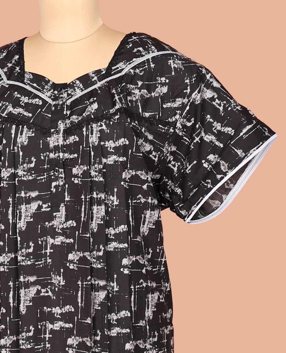 Black Cotton-Blended Nighty