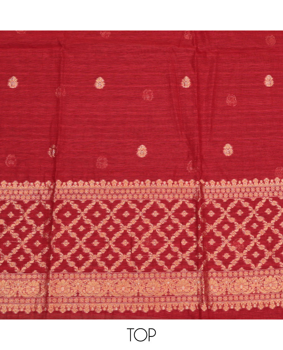 Red Kora Silk Material Chudidar Set