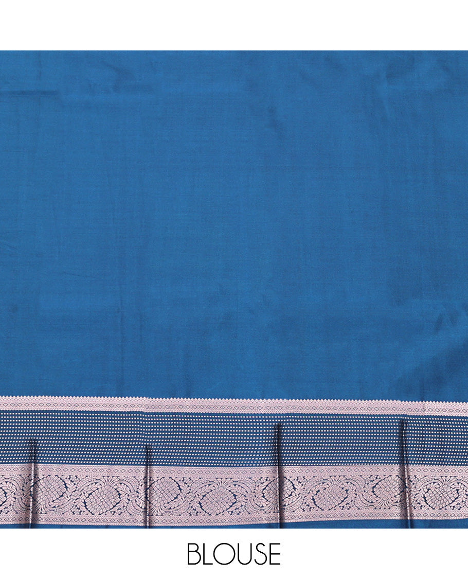 Blue Budget Silk Saree, Adorned with Zari Buttas All Over Its Body, Highlighted by Traditional Zari Designs Woven Border, Grand Pallu and Paired with a Matching Blouse