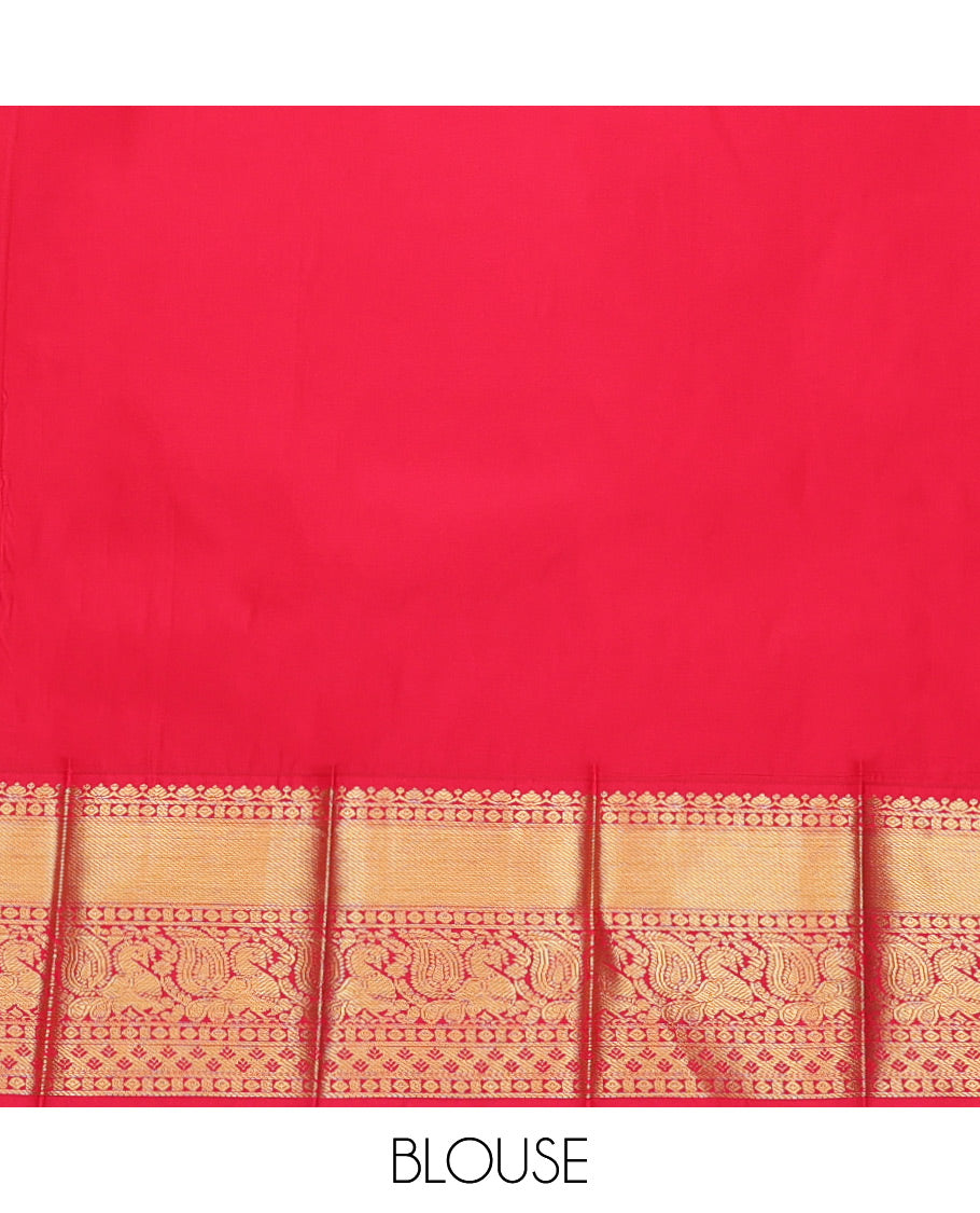Blue Budget Silk Saree, Spotlighted with Zari Butta Enclosed Checks, Complemented by a Contrast Traditional Zari Border, Grand Pallu, and Contrast Blouse