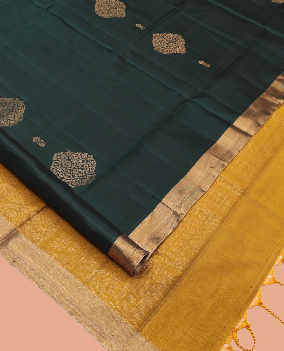 Deep Green Mayuri Lite Silk Mix Saree