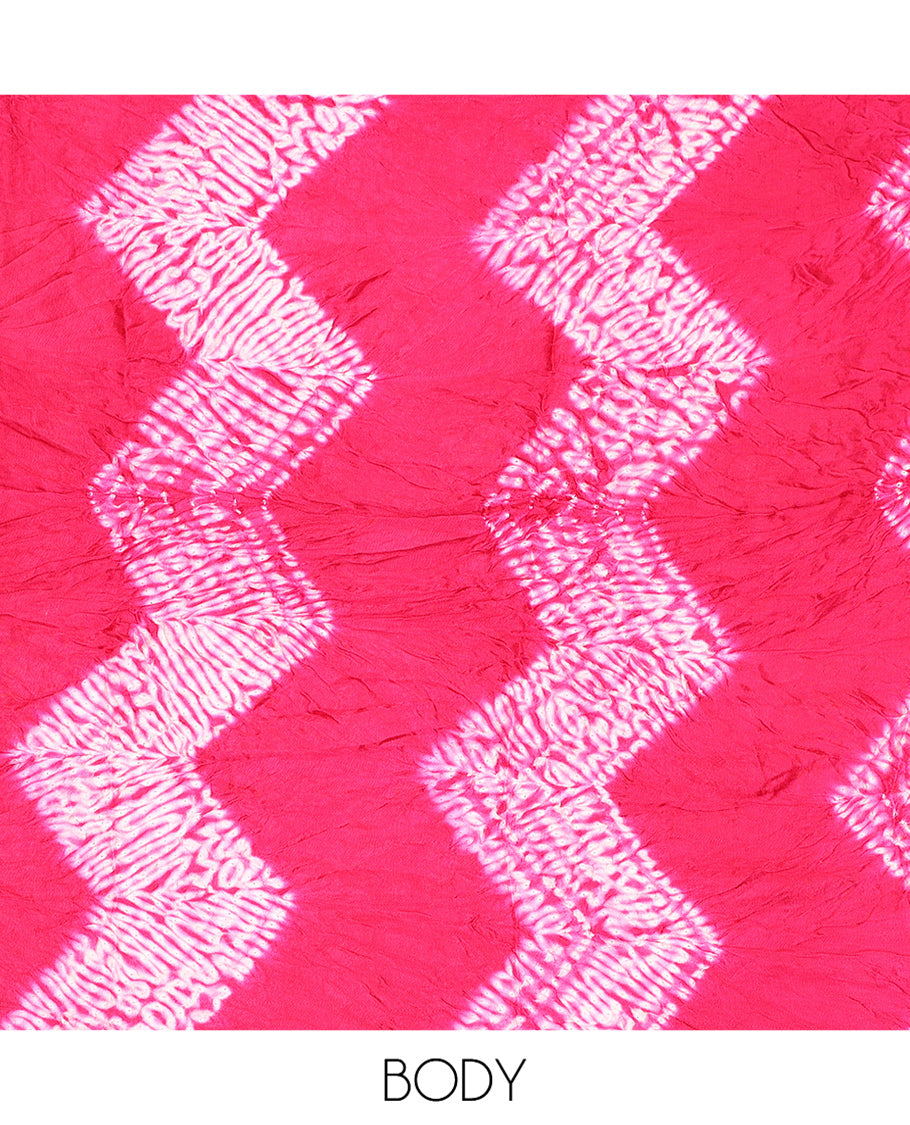 Borderless Pink Bandhani Dola Silk Saree