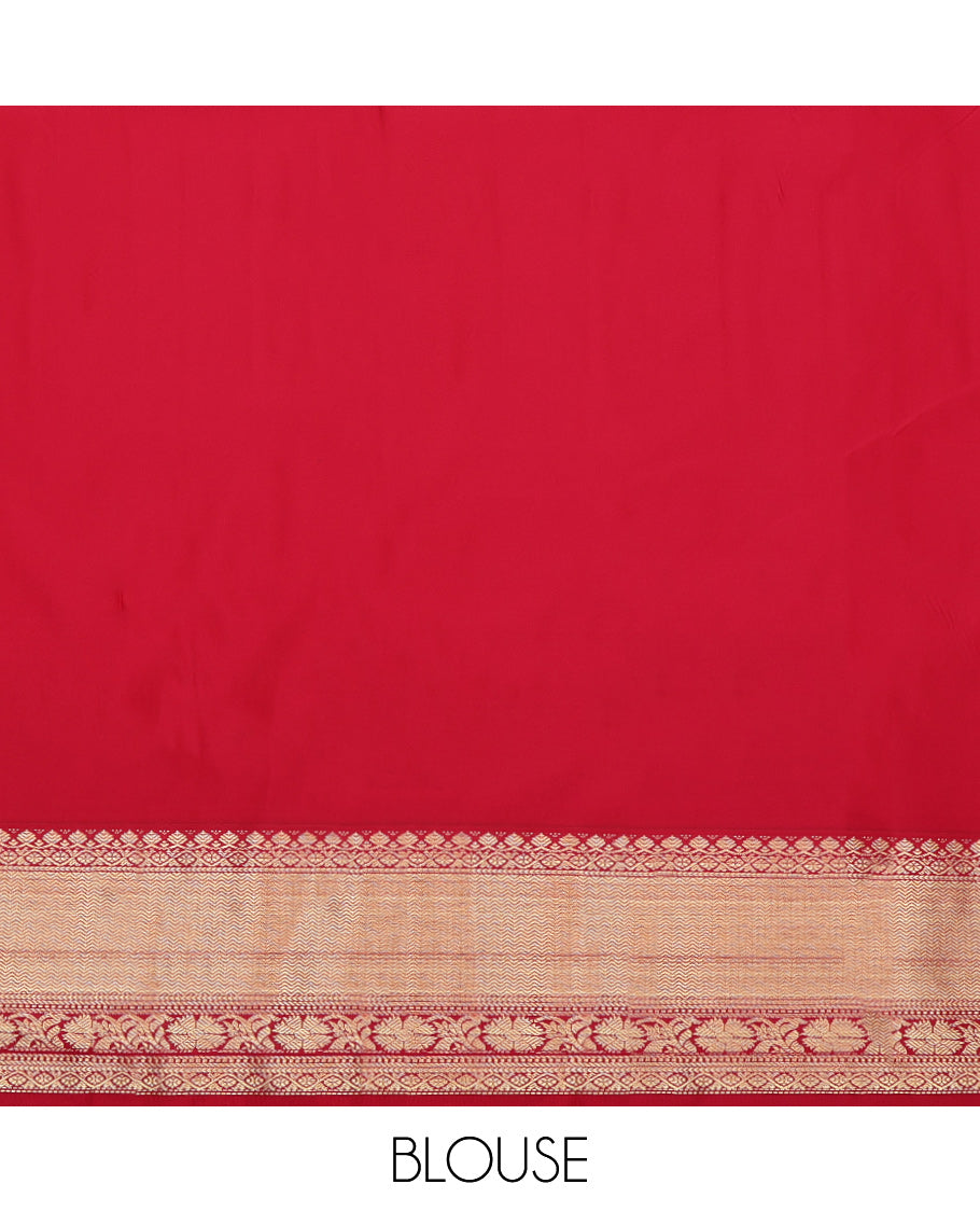 Peach Budget Silk Saree, Delicately Woven with Zari Buttas on Its Body, Complemented by a Contrast Traditional Zari Design Border, Intricately Designed Pallu, and Paired with a Contrast Blouse