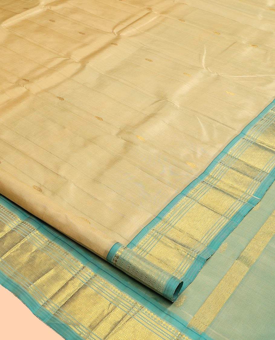 Light Sandal Contrast Kanchipuram Silk Saree