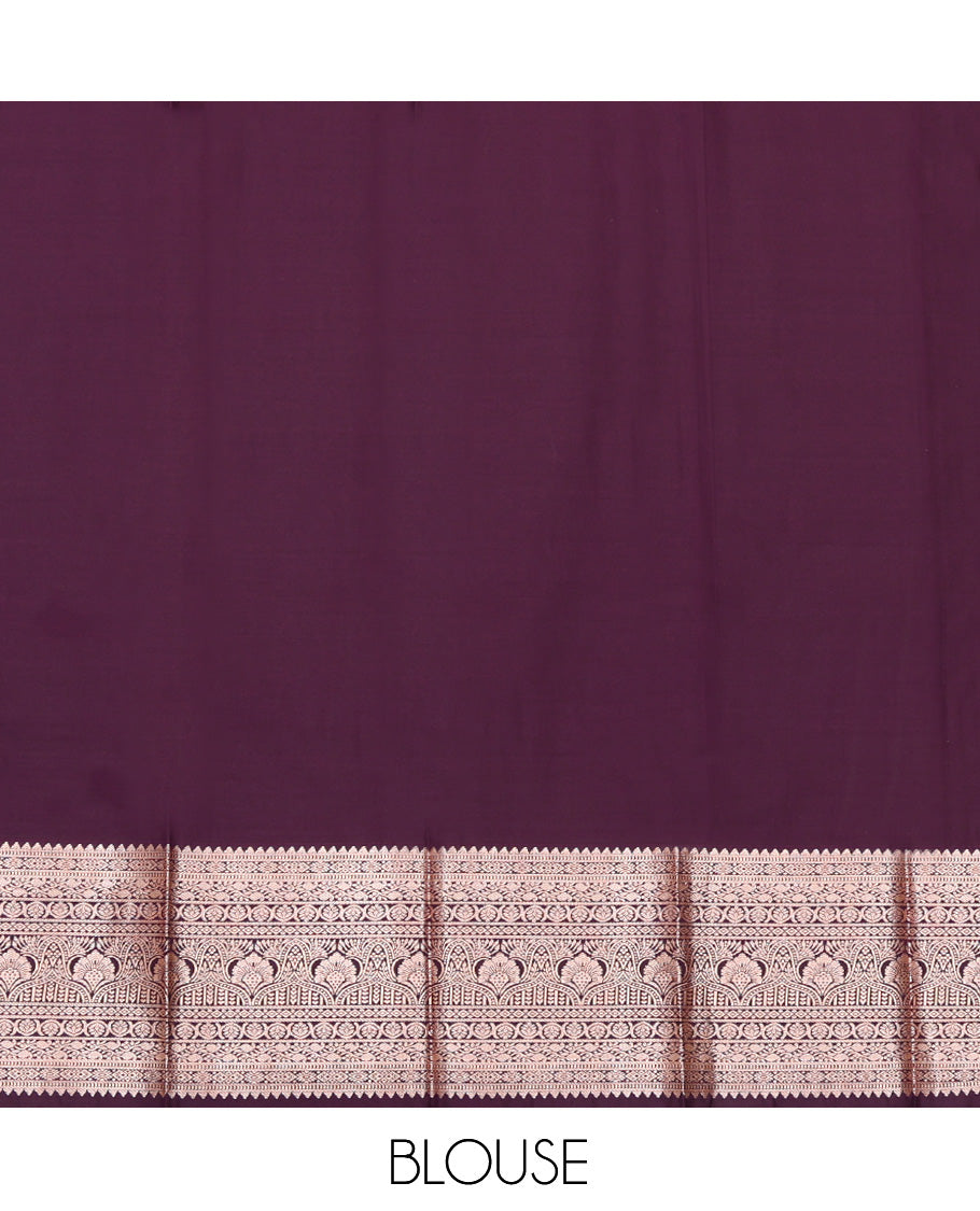 Light Brown Budget Silk Saree, Graced with Jacquard Design, Complemented by Contrast Traditional Zari Border, a Grand Pallu and a Contrast Blouse