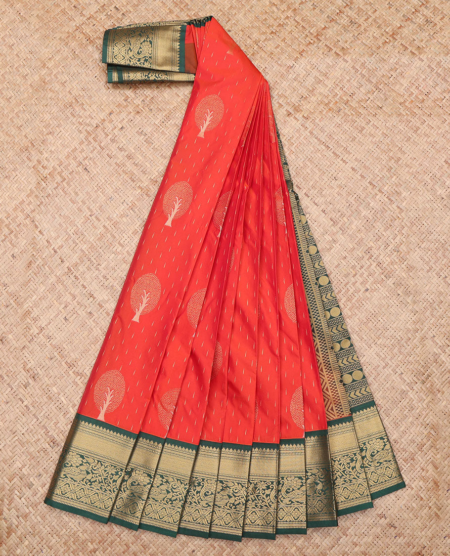 Orange Dotted Butta Budget Silk Saree