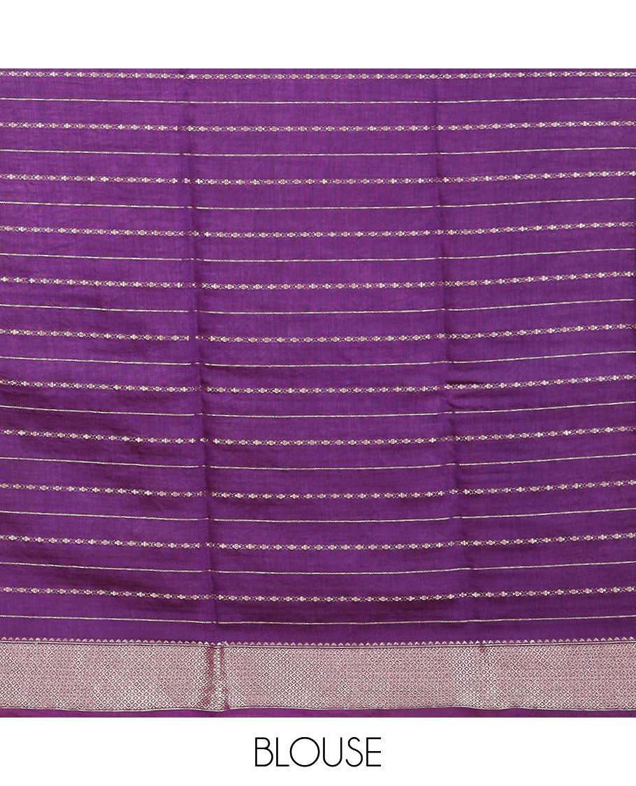 Yellow zari striped assam silk saree, contrast traditional zari border, and zari striped pallu