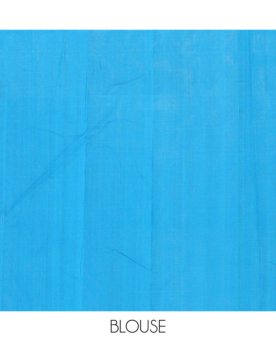 White buttas Pochampally ikkat saree, contrast ganga jamuna temple one-side checked border, and ikkat design pallu