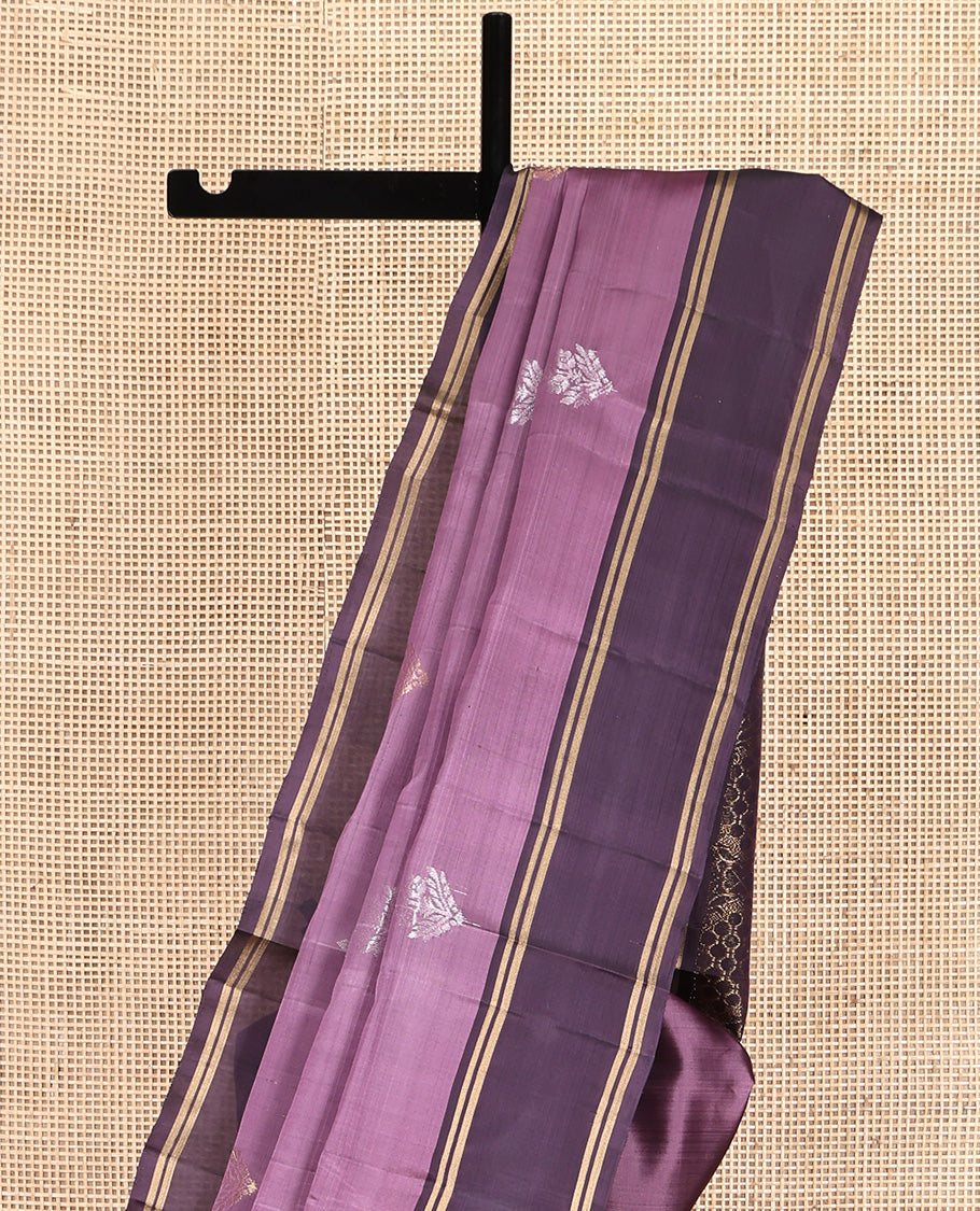 Lavender Mayuri Lite Silk Mix Saree, Gleamed Up with Buttas All Over Its Body, Complemented by Contrast Border, Intricately Designed Pallu, and Paired with a Contrast Blouse