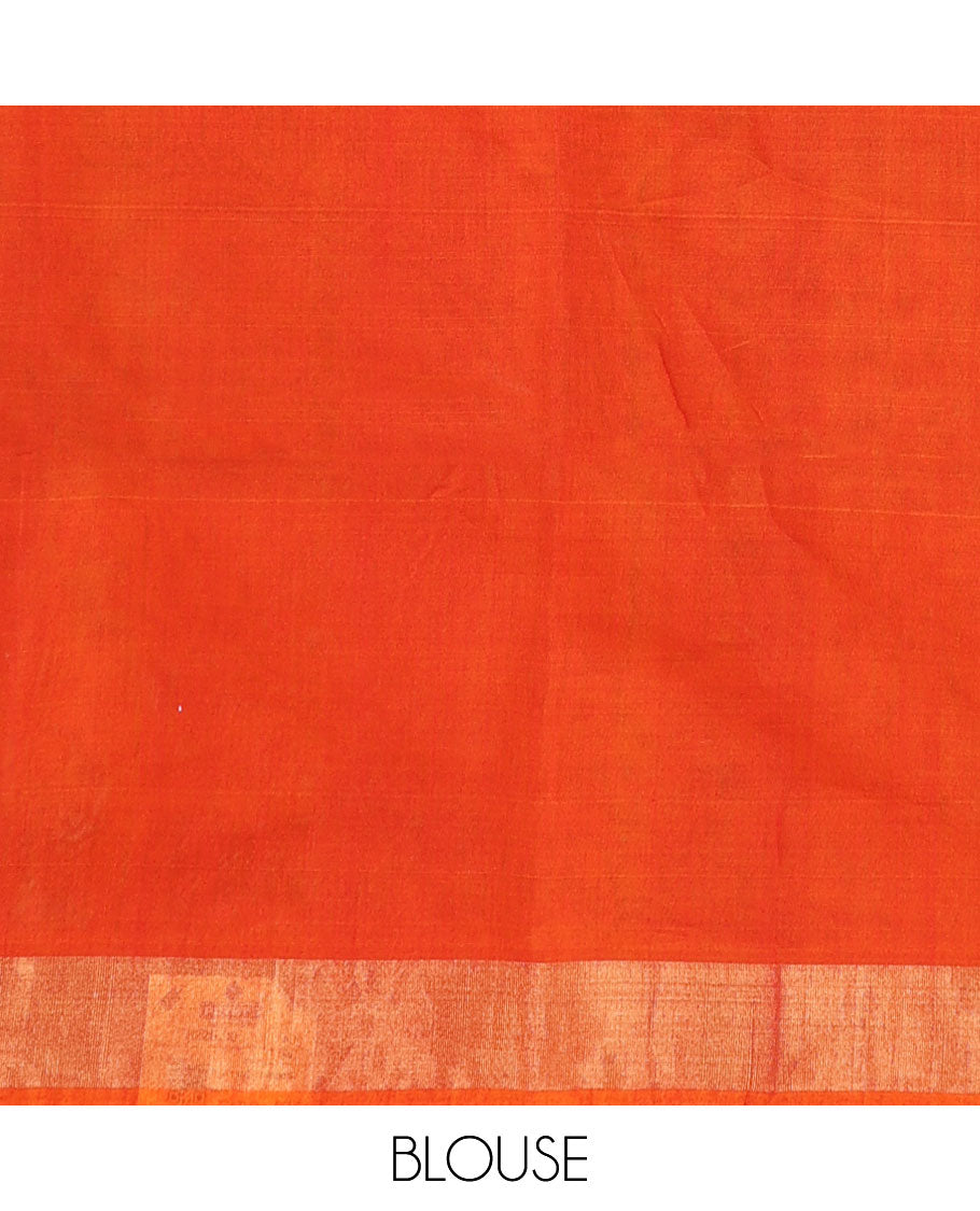 Black ikkat chevron design silk cotton saree, contrast diamond ikkat patterned border, and pallu of ikkat designs