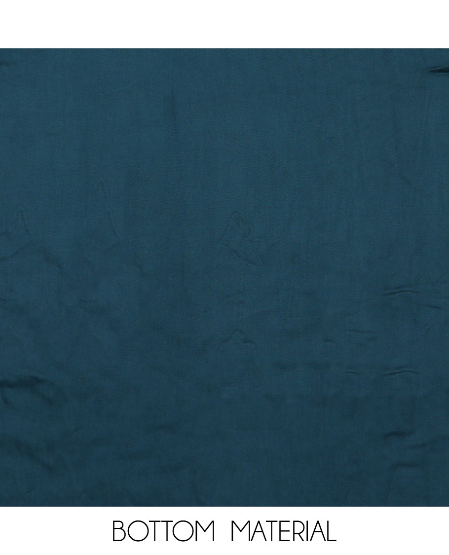 Blue material chudidar set, abstract floral print with French knot work top, plain bottom, and dupatta of checks and floral print