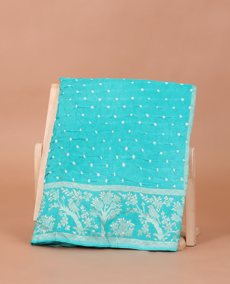 Blue Bandhani Dola Silk Saree
