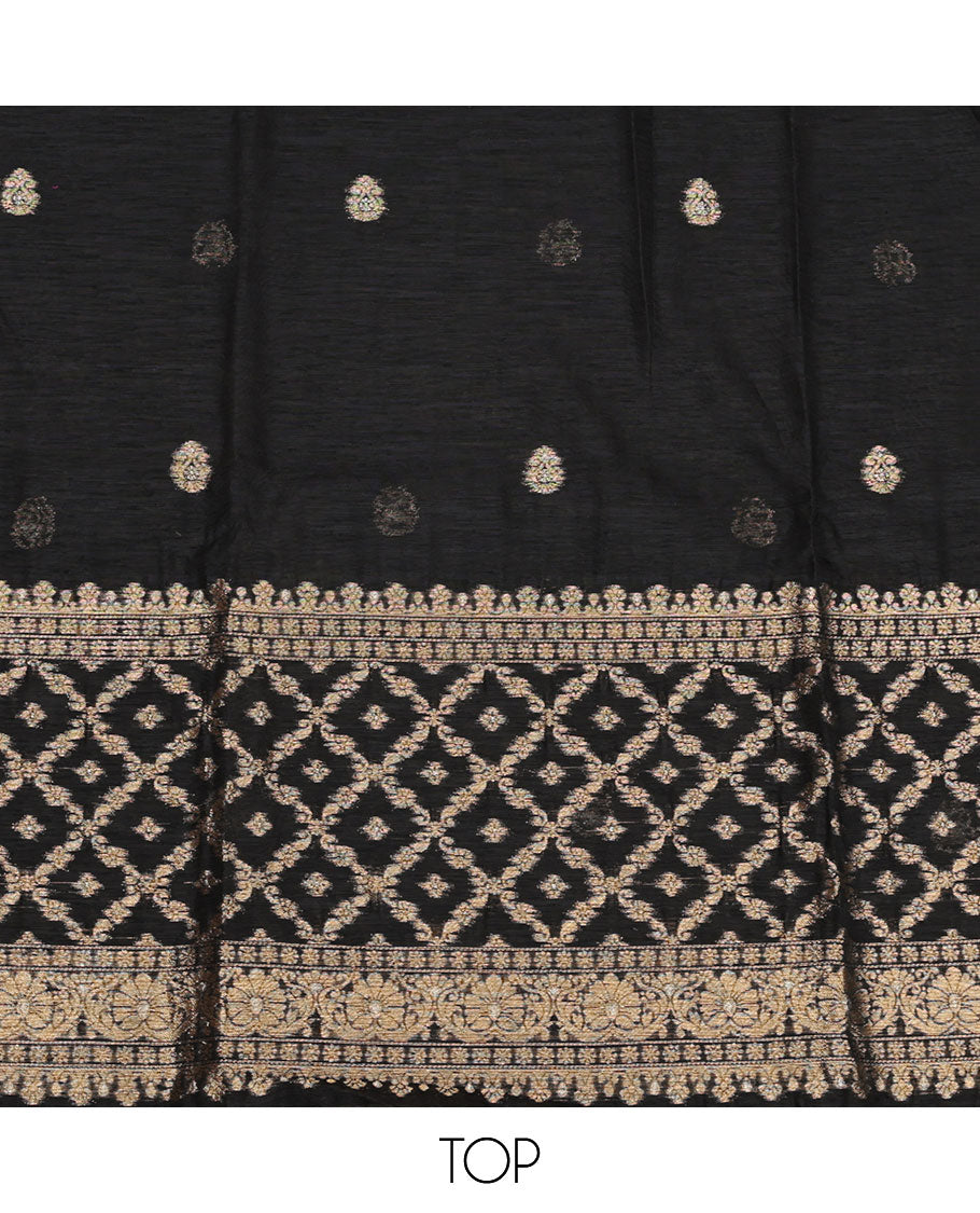 Black Kora Silk Material Chudidar Set