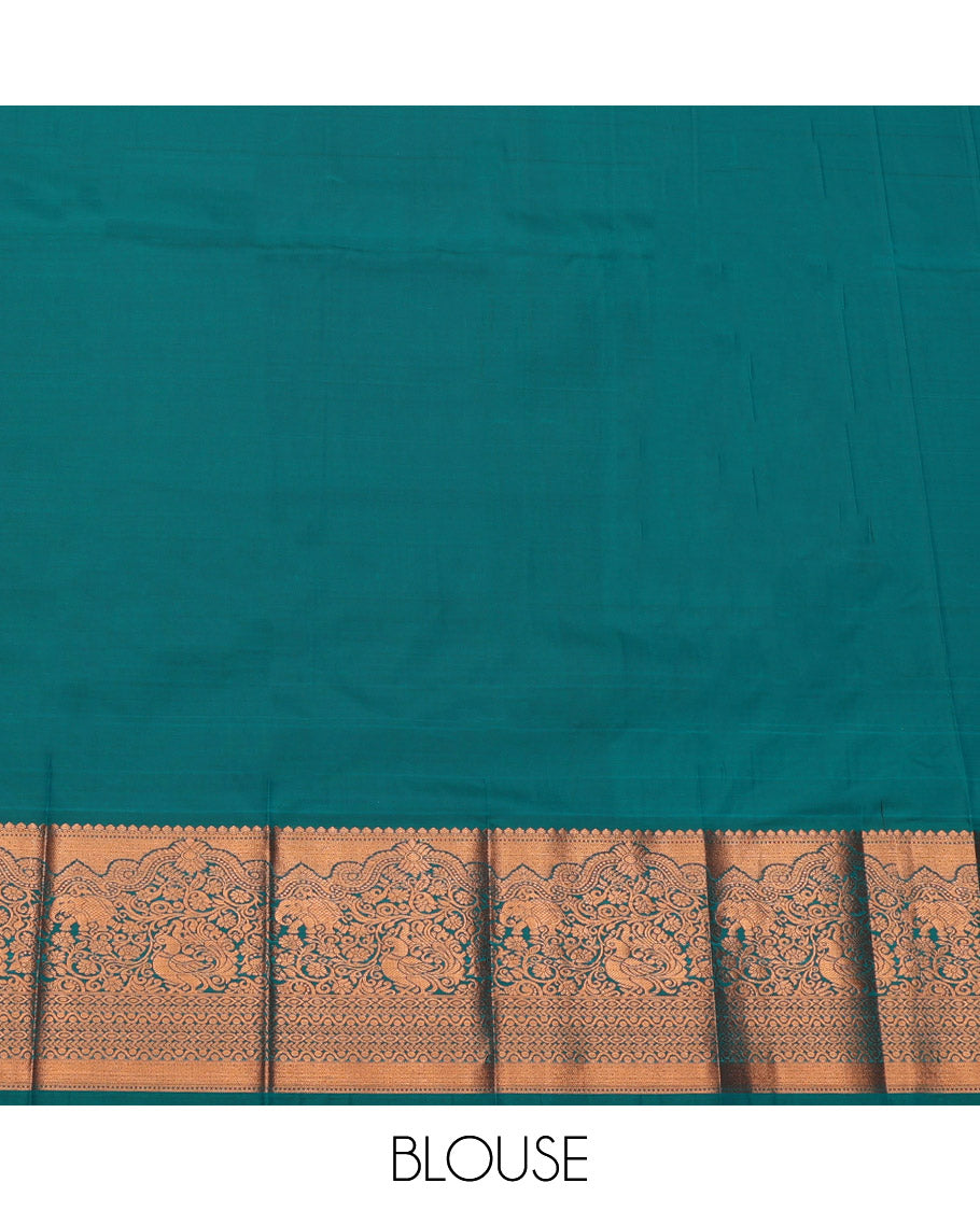 Orange Budget Silk Saree, Subtly Sparkled with Zari Buttas and Checks, Complemented by a Contrast Traditional Zari Border, Grand Pallu, and a Contrast Blouse
