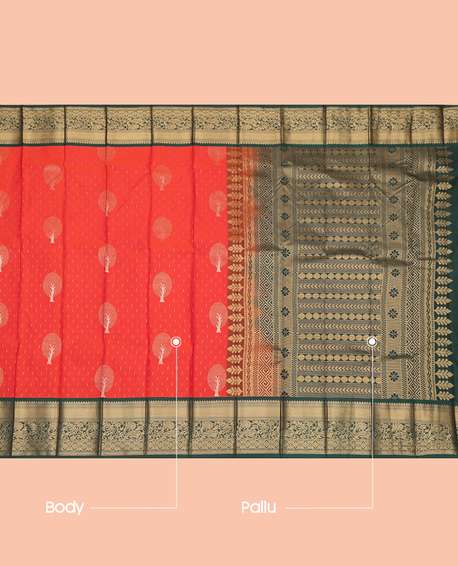 Orange Dotted Butta Budget Silk Saree