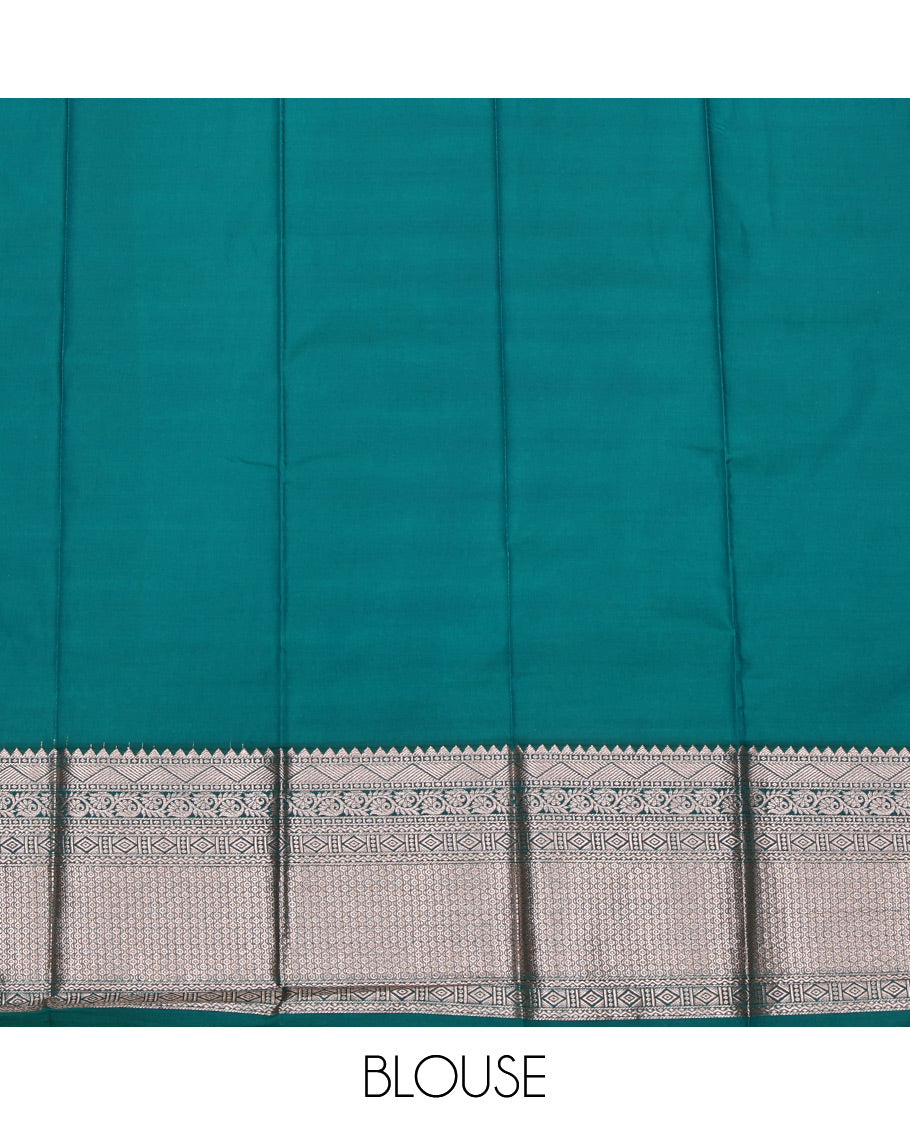 Navy Blue Budget Silk Saree, Crafted with Zari Buttas All Over Its Body, Complemented by a Contrast Traditional Zari Design Border, Intricate Pallu, and Paired with a Contrast Blouse