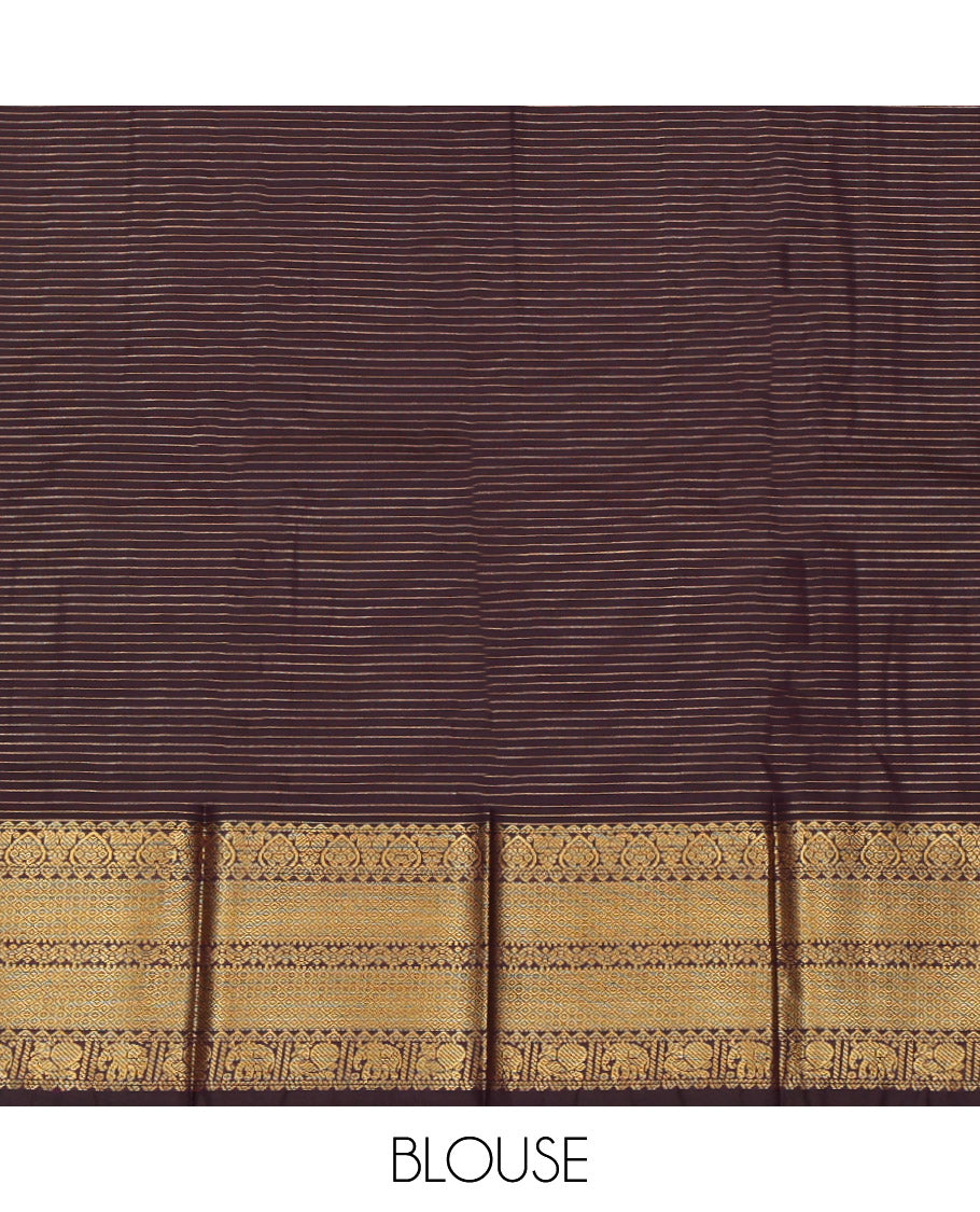 Blue Budget Silk Saree, Crafted with Stripes and Buttas, a Contrast Traditional Zari Border, a Jaal Pallu and a Contrast Blouse