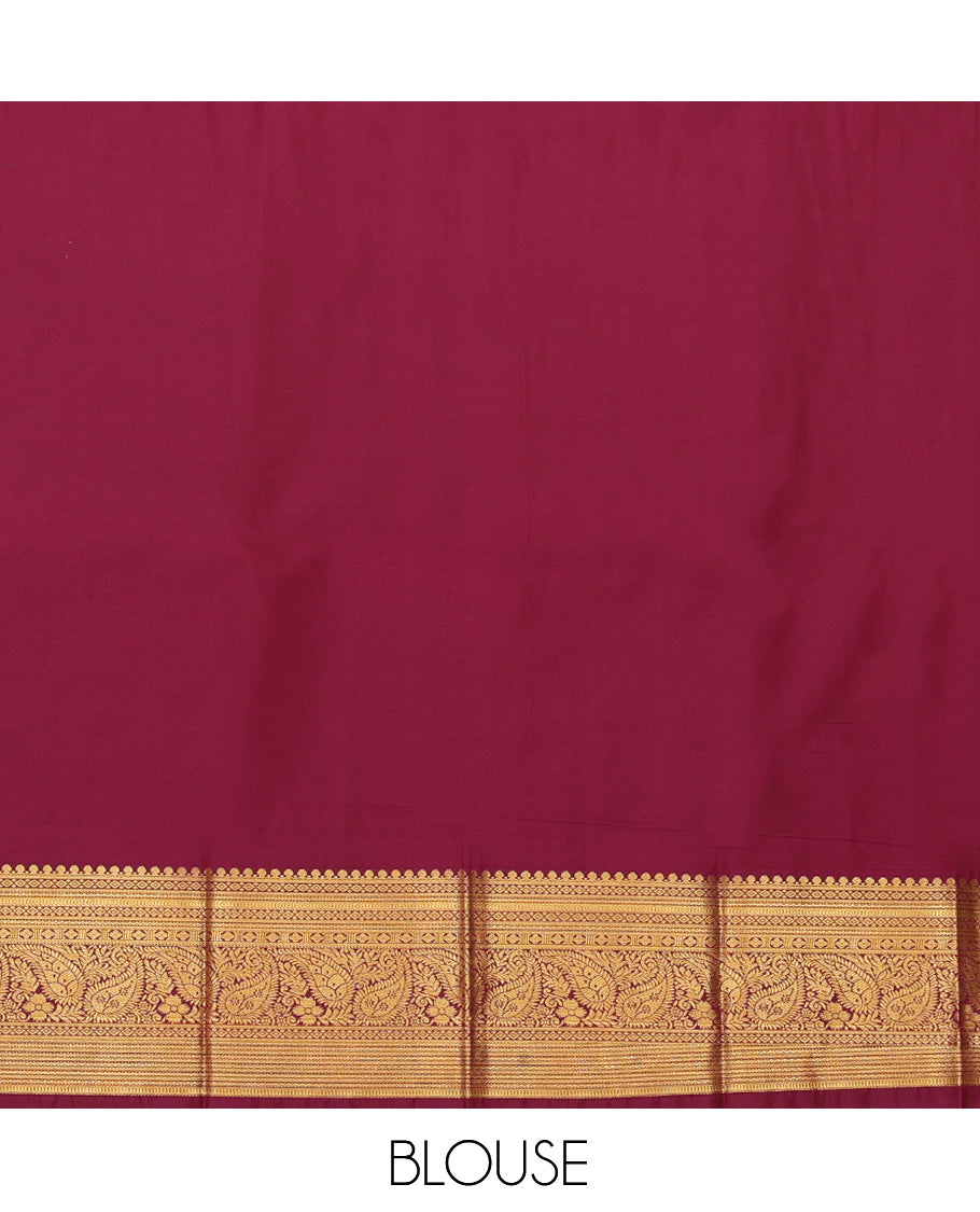 Blue Budget Silk Saree, Elevated with Stripes and Buttas, Complemented by Contrast Traditional Zari Border, a Grand Pallu and a Contrast Blouse