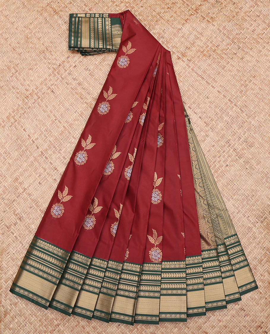 Maroon Floral Butta Budget Silk Saree