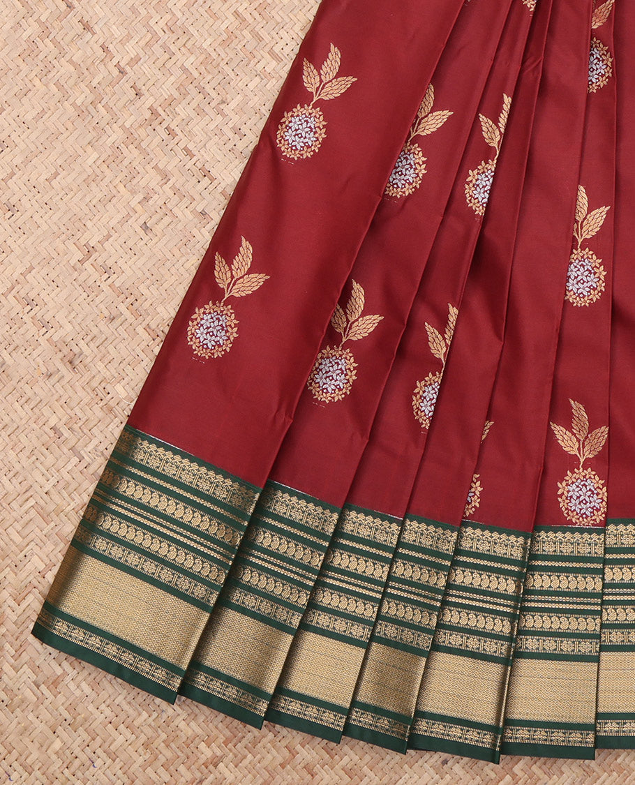 Maroon Floral Butta Budget Silk Saree