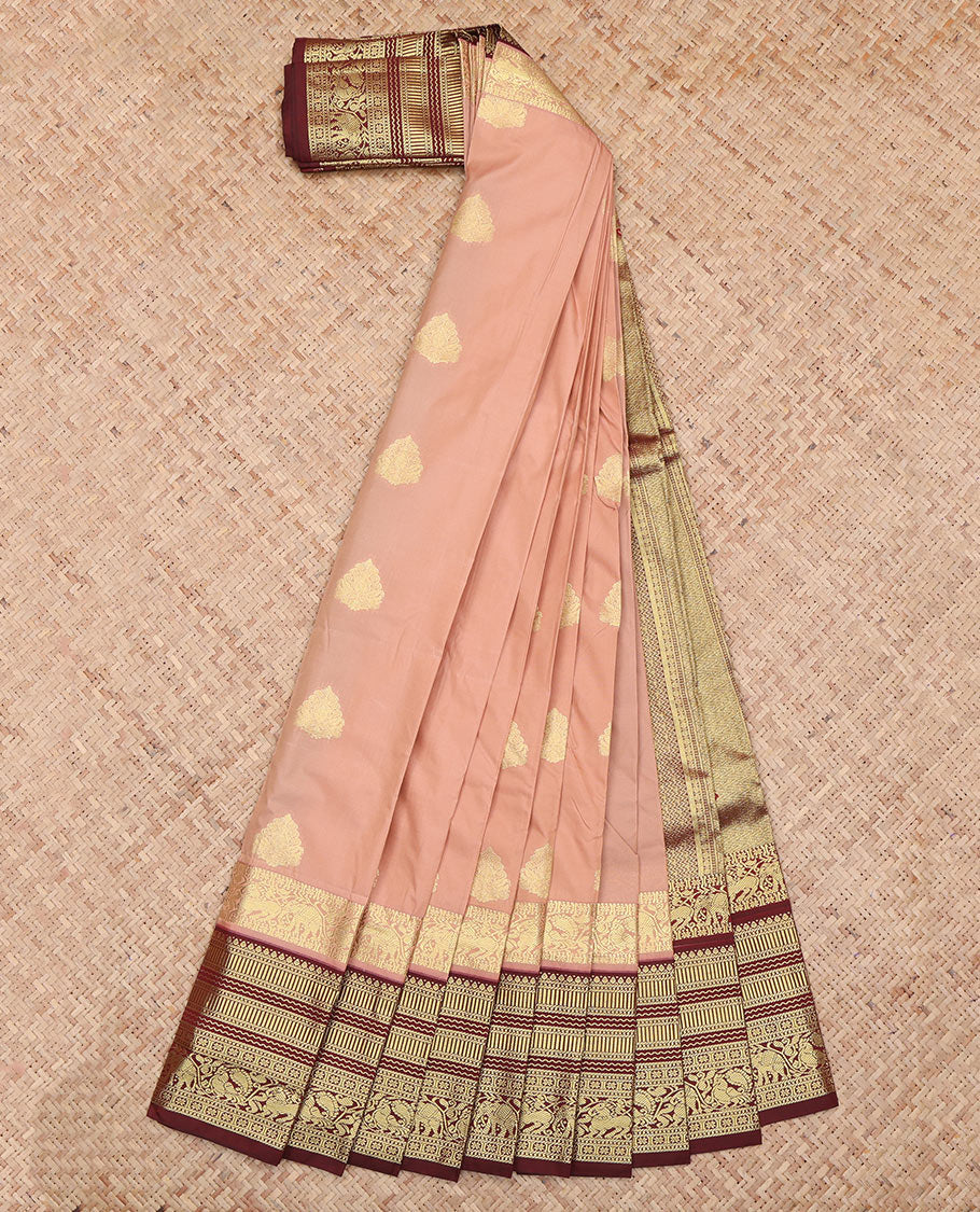 Pink Budget Silk Saree Featuring Zari Buttas