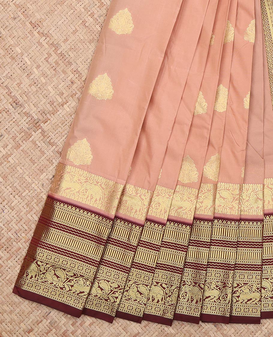 Pink Budget Silk Saree Featuring Zari Buttas
