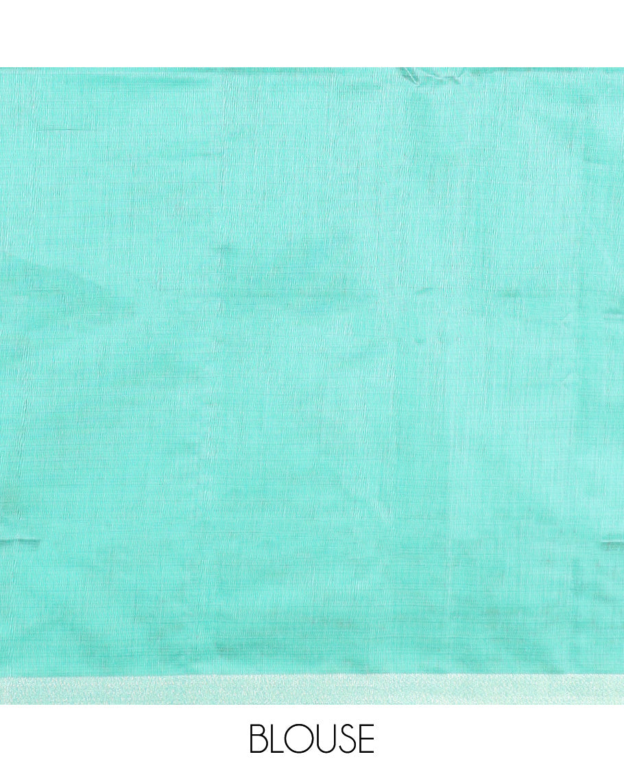 Peach hand-brush painting floral printed Chirala cotton saree, bavanji border, and hand-brush painting style floral printed pallu