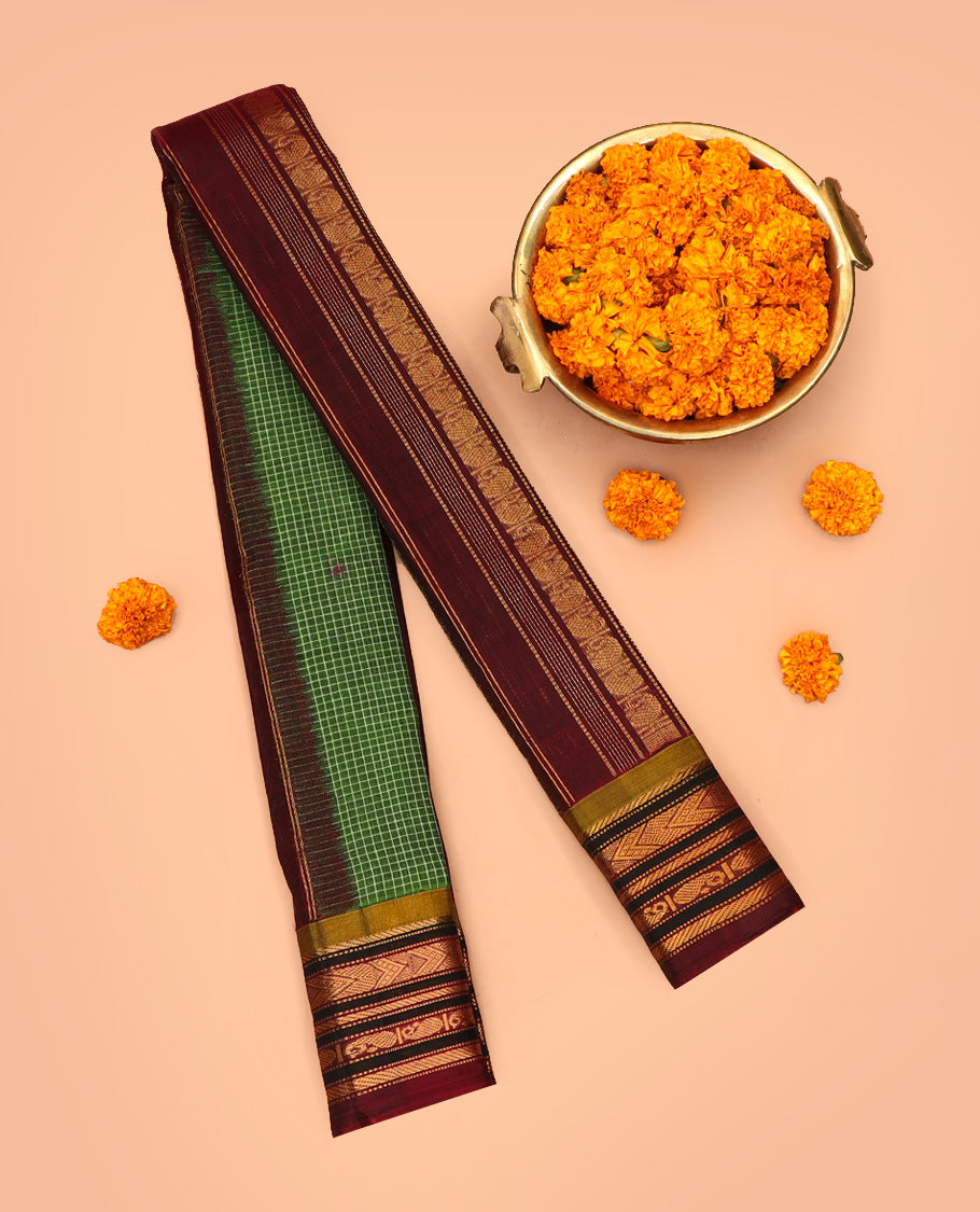 Green Gadwal Cotton Saree