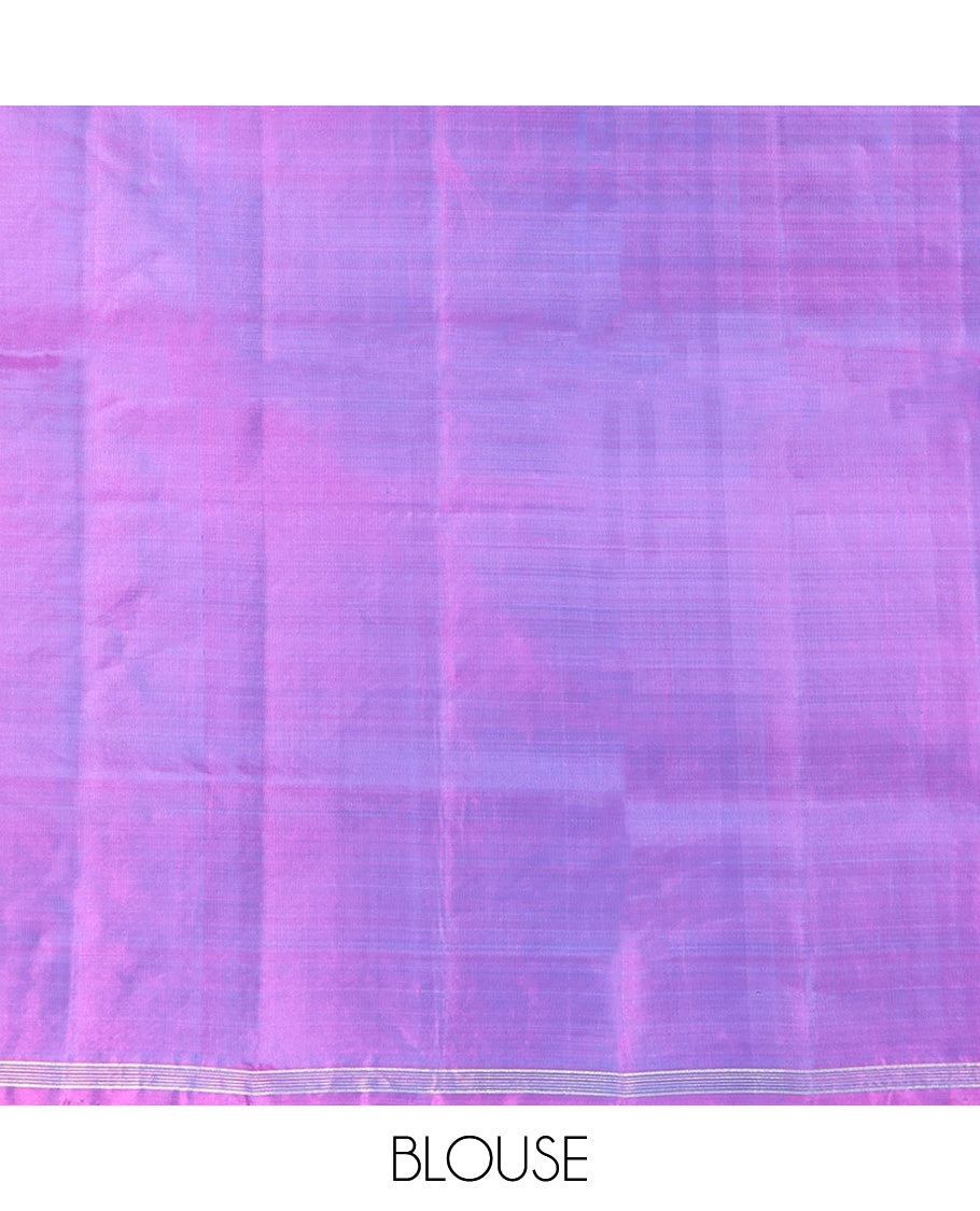 Blue Mayuri Lite Silk Mix Saree, Decorated with Arumbu Manga Buttas All Over Its Body, Highlighted by a Piping Border, Complemented by a Contrast Pallu of Intricate Designs, and Paired with a Contrast Blouse