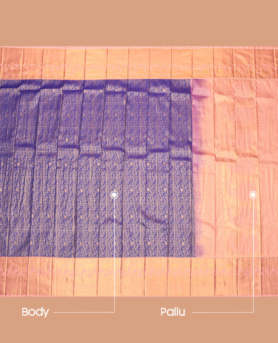 Blue Budget Silk Saree, Finely Crafted with Jacquard Design, Complemented by Contrast Traditional Zari Border, Intricate Pallu, and Contrast Blouse