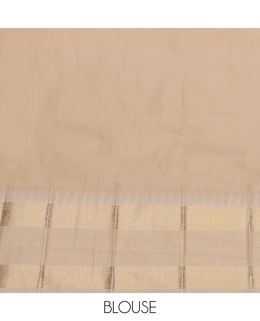 Purple Budget Silk Saree, Enlivened with Zari Buttas on Its Body, Complemented by a Contrast Traditional Zari Design Rettai Pettu Border, Grand Jaal Pallu, and Paired with a Contrast Blouse