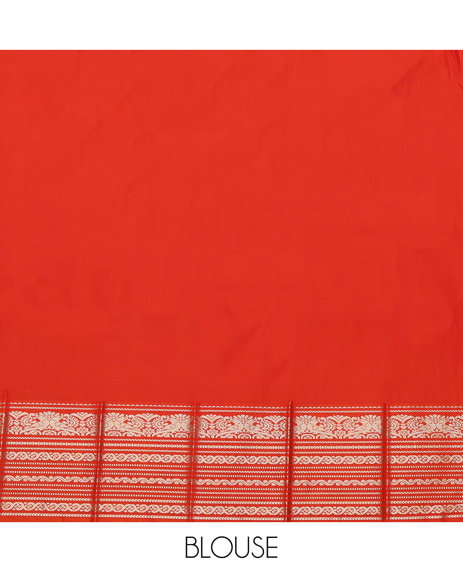 Cream Zari Design Border Budget Silk Saree