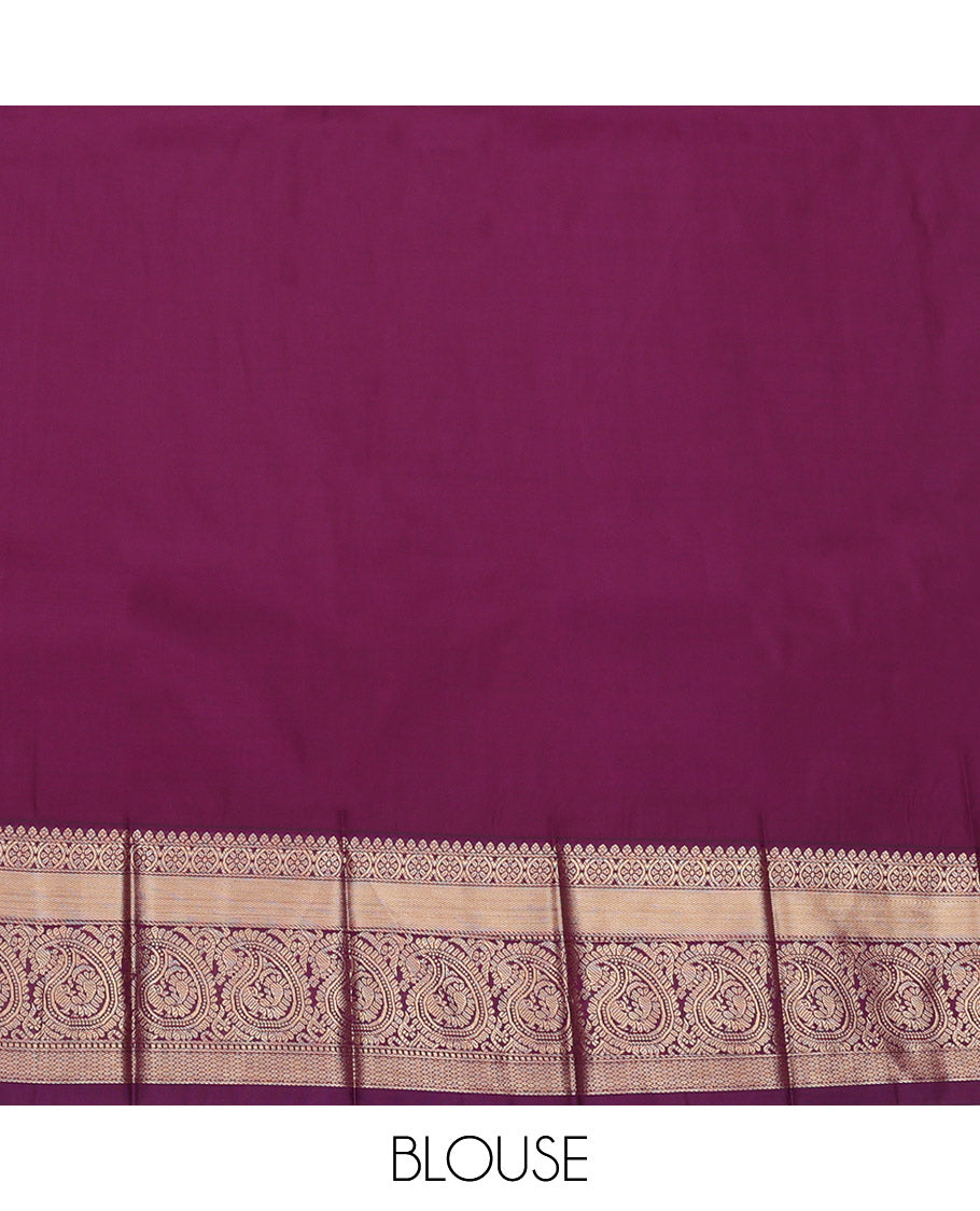 Orange Budget Silk Saree, Boldly Sparkled with Zari Buttas and Checks, Complemented by a Contrast Traditional Zari Border, Grand Pallu, and a Contrast Blouse