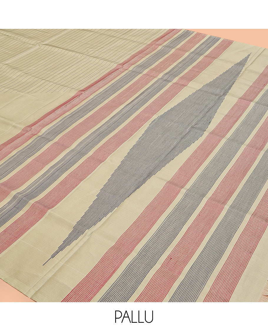 Borderless Pale Green Mayuri Lite Silk Mix Saree, Subtly Sparkled with Stripes and Temple Buttas All Over Its Body, Subtle Striped Pallu, and Paired with a Matching Blouse