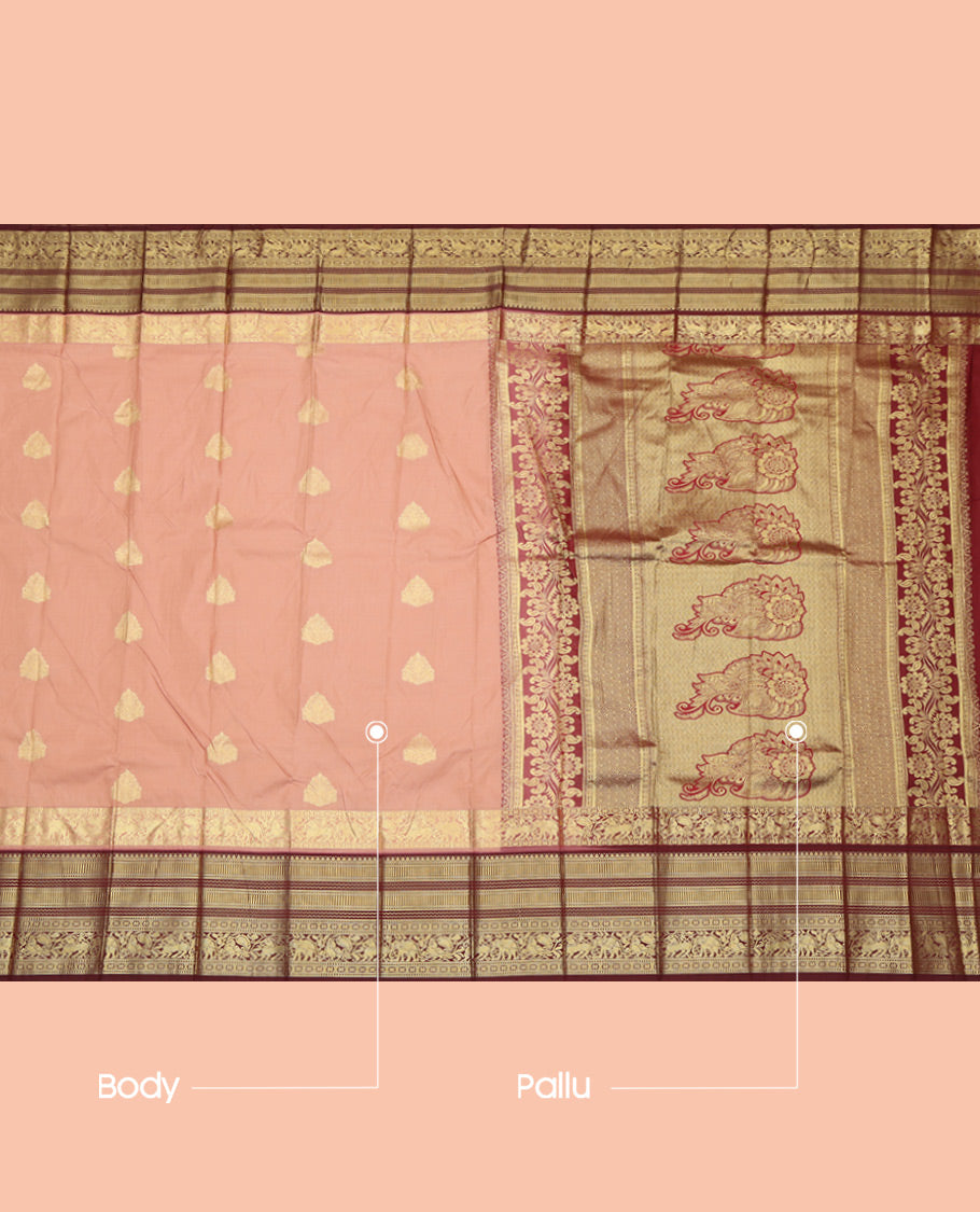 Pink Budget Silk Saree Featuring Zari Buttas