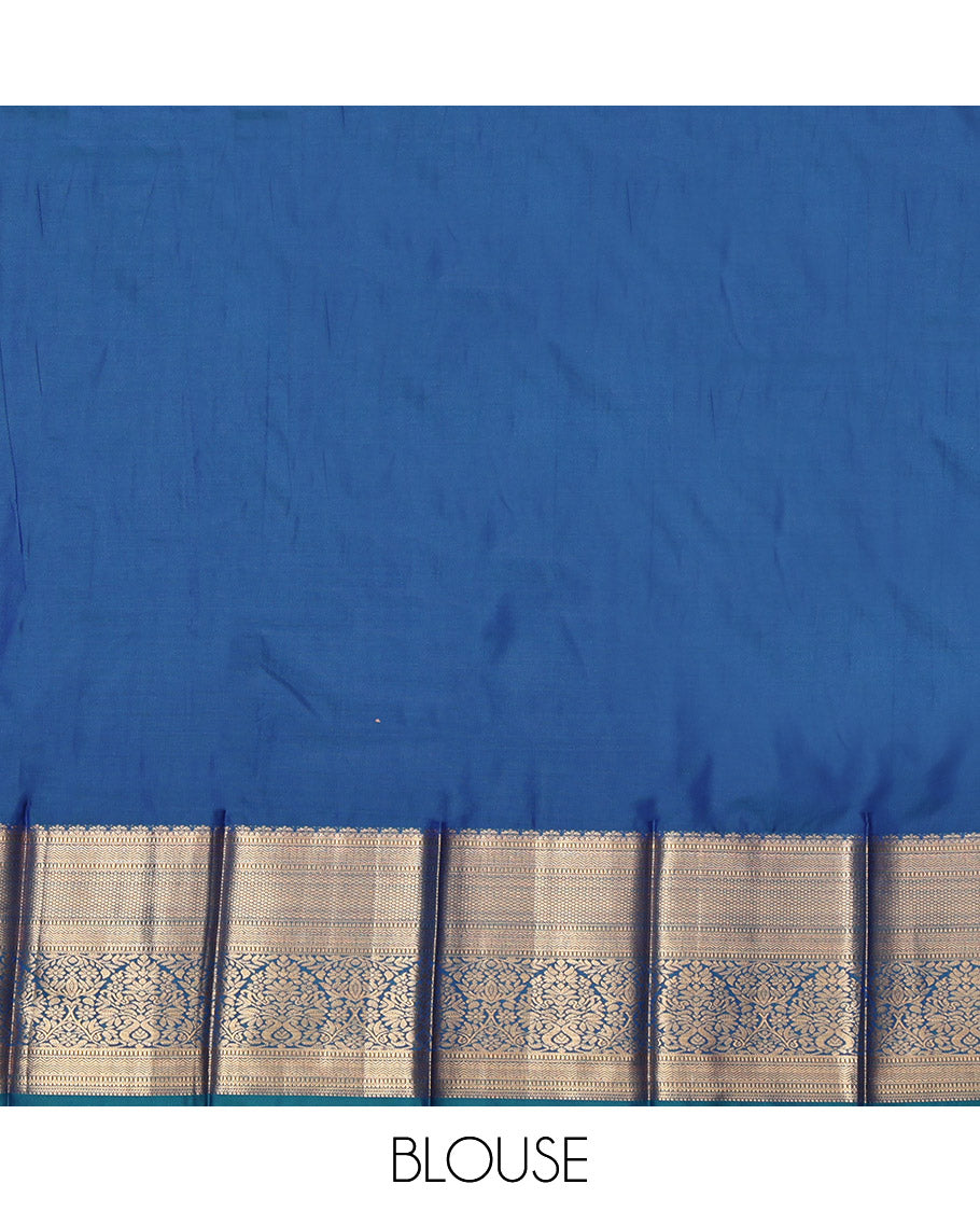 Pink Budget Silk Saree, Bedecked with Zari Buttas, Contrast Traditional Zari Border, Grand Pallu, and a Contrast Blouse