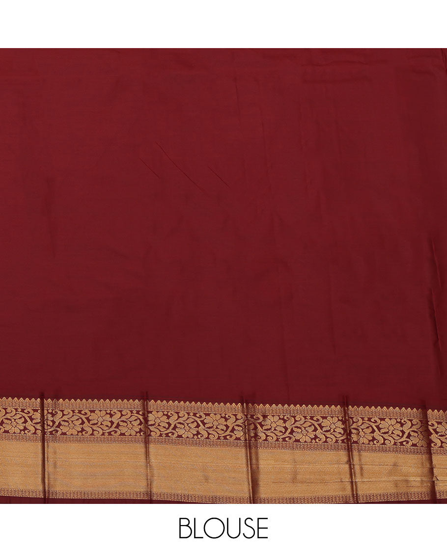 Blue Budget Silk Saree, Crafted with Zari Buttas and Stripes, a Contrast Traditional Zari Border, Jaal Pallu, and a Contrast Blouse