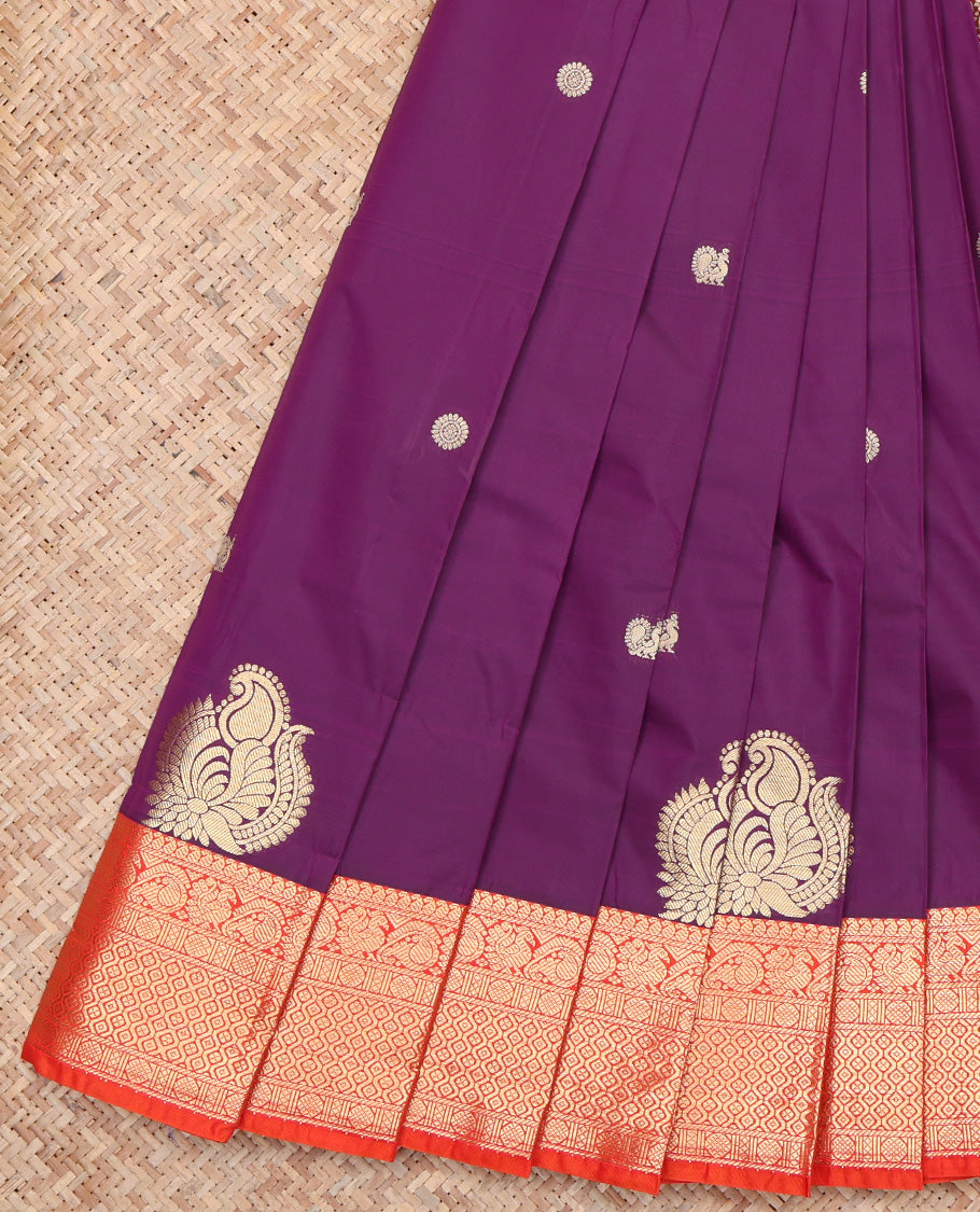 Purple Contrast Traditional Budget Silk Saree