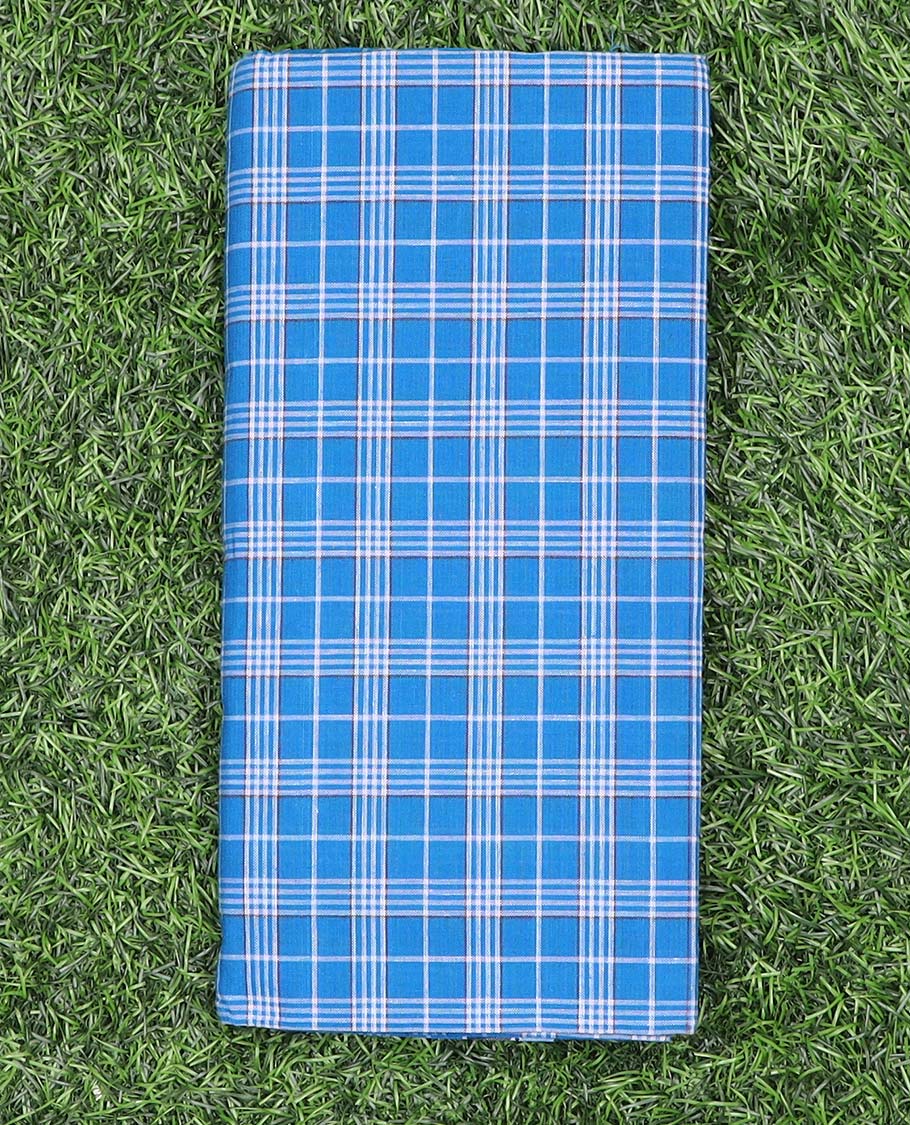 Sky Blue medium checked cotton cozy lungi