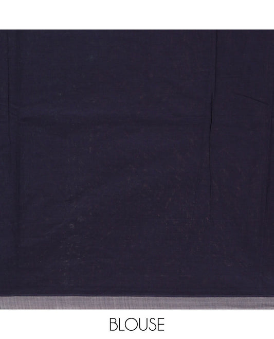 Grey checks & buttas Coimbatore cotton saree, contrast plain border & pallu of intricate designs