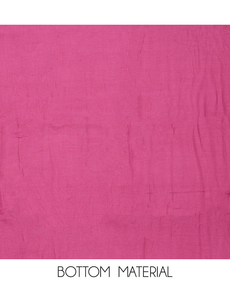 Purple Material Chudidar Set, Accentuated with Bandhani Dot Printed and Embroidery on Rayon Top, a Rayon Bottom, and Paired with Contrast Intricately Printed Cotton Dupatta