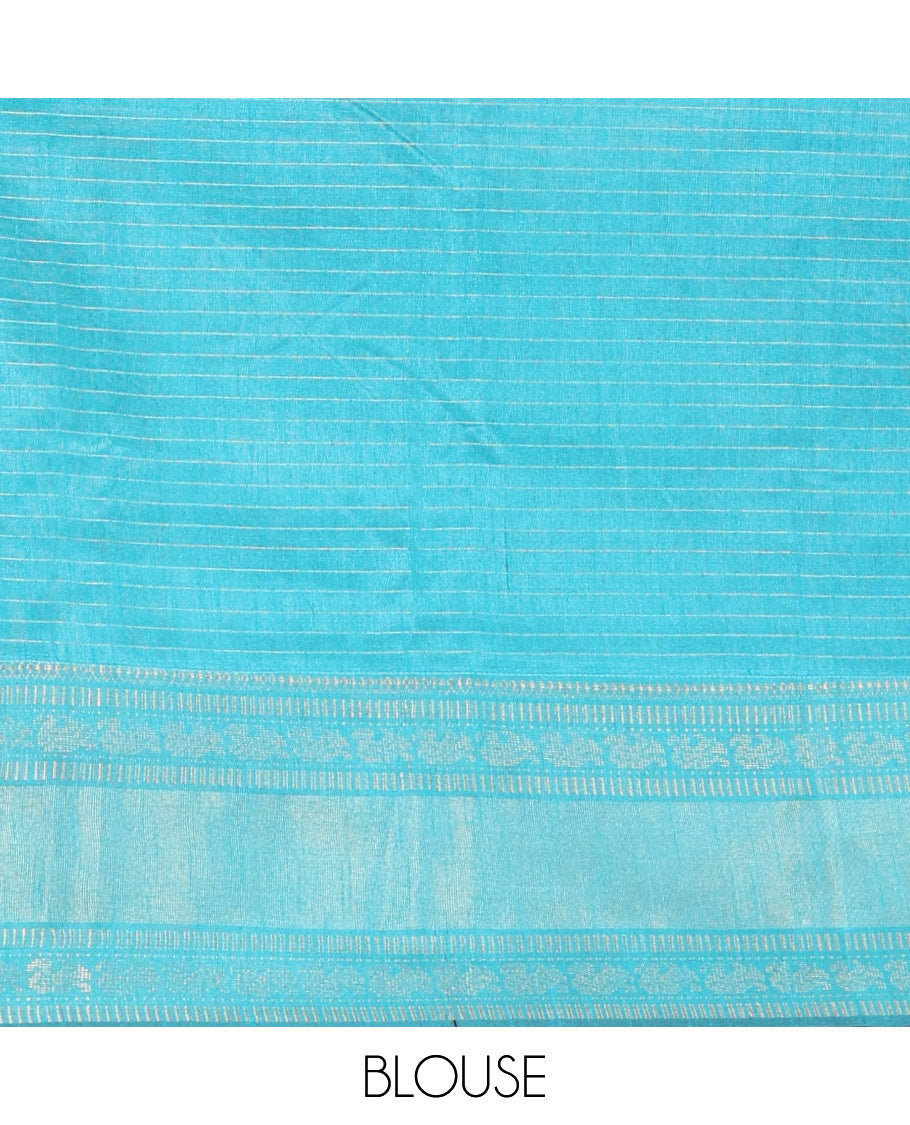 Rust orange zari dot enclosed checked semi-raw silk saree, contrast traditional zari design border, contrast diamond patterned pallu, and a contrast blouse